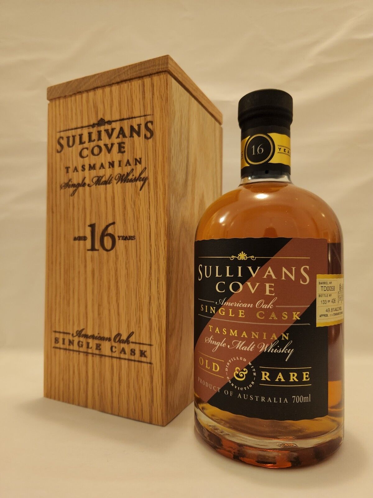 Sullivans Cove Single Cask American Oak 16yo Old Rare Single Malt Whisky TD0058